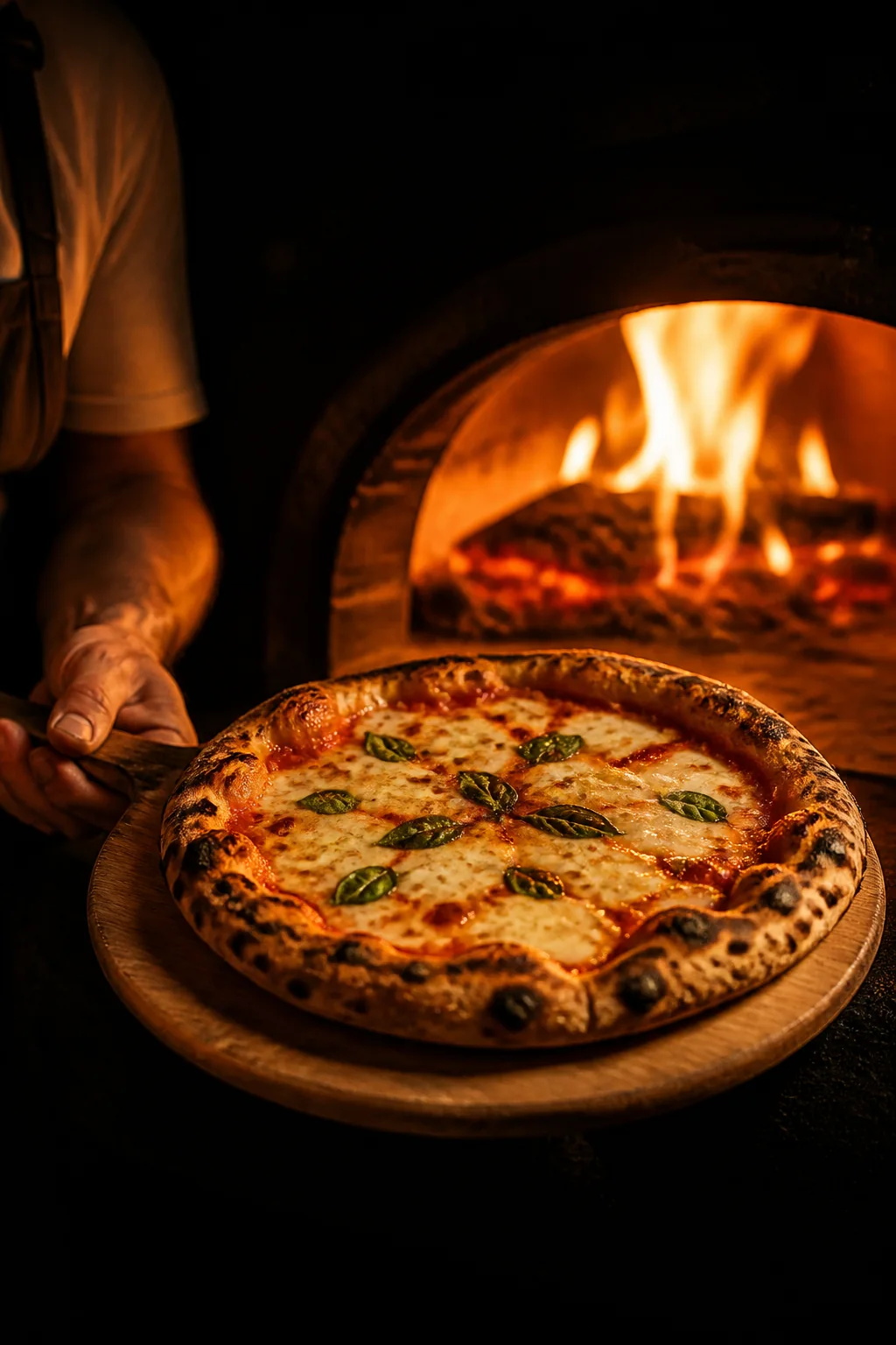 pizza saindo do forno